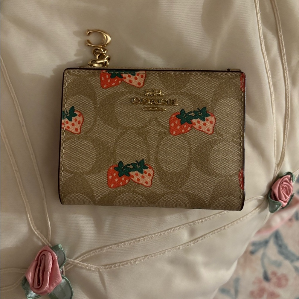 Coach Strawberry Print Card Holder
